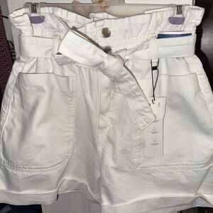 Zara White Paper Bag Shorts